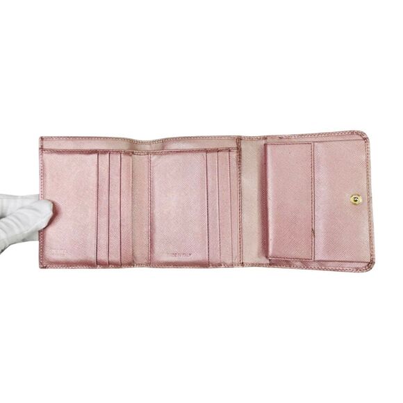 Prada Metallic Saffiano Leather Trifold Wallet - 4.5” x 4” x 0.75” - Picture 2 of 15